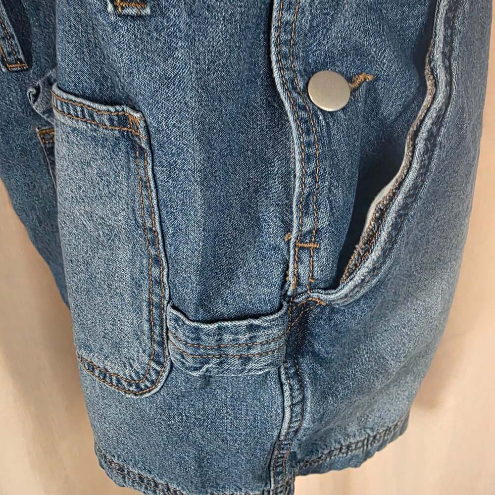 No Boundaries JUNIOR'S DENIM BIB OVERALL Carpenter SHORT Relaxed Fit M 7-9 - Picture 5 of 5